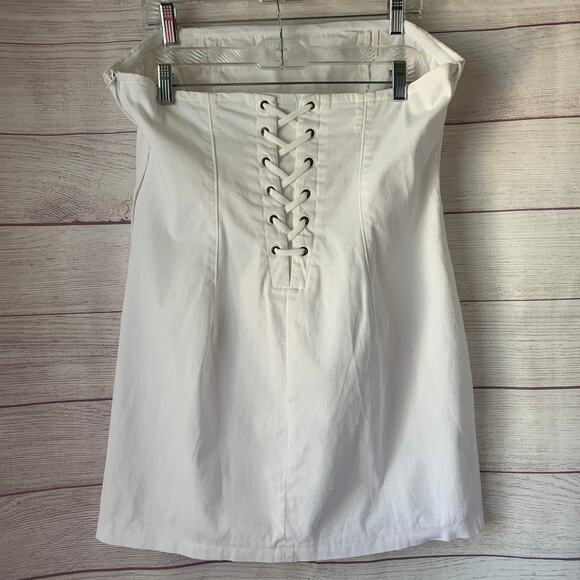 Wild Fable White Tube Bodycon Mini Dress Lace Up Back Removable Straps Size L - Picture 4 of 15